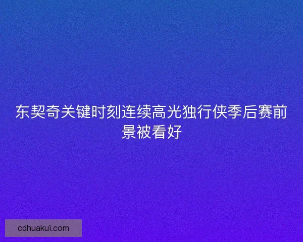 东契奇关键时刻连续高光独行侠季后赛前景被看好